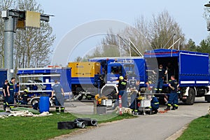 THW brigade team equipping trucks