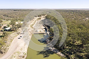 Thw Darling river at Bourke in drought conditions,