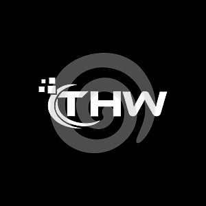 THW letter logo design on black background. THW creative initials letter logo concept. THW letter design photo