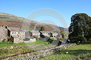 Thwaite beck and village Swaledale North Yorkshire