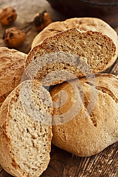 Thyme and rosemary flavoured integral nut bread photo