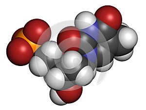 Thymidine monophosphate (TMP, thymidylate) nucleotide molecule. DNA building block. Atoms are represented as spheres with photo