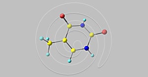 Thymine molecular structure isolated on grey