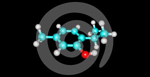 Thymol molecular structure isolated on black