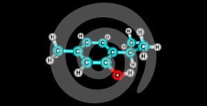 Thymol molecular structure isolated on black photo