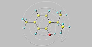 Thymol molecular structure isolated on grey photo