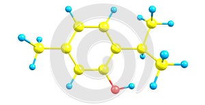 Thymol molecular structure isolated on white