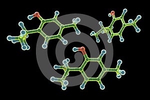 Thymol molecule, 3D illustration