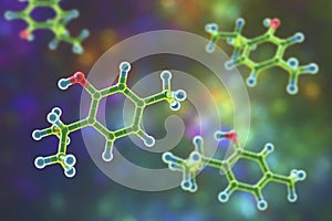 Thymol molecule, 3D illustration