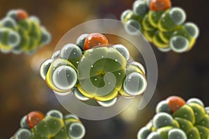 Thymol molecule, 3D illustration