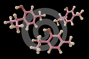 Thymol molecule, 3D illustration