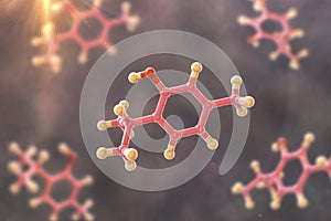 Thymol molecule, 3D illustration