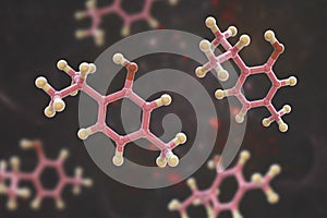 Thymol molecule, 3D illustration