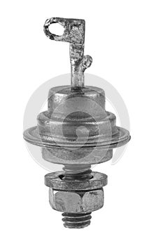 Thyristor isolated on white background. Semiconductor triode