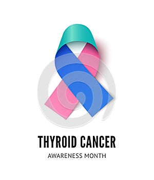 Thyroid cancer awareness ribbon vector illustration isolated