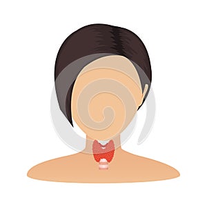 Thyroid gland organ on woman silhouette icon