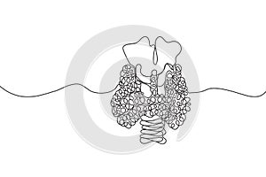 Thyroid Hand drawn icon continuous line drawing. Human organs Creative abstract art background Trendy concept One single