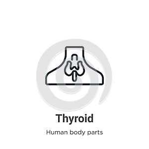 Thyroid outline vector icon. Thin line black thyroid icon, flat vector simple element illustration from editable human body parts