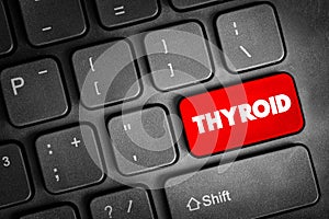 Thyroid text button on keyboard, concept background