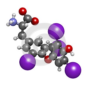 Thyroxine molecule, chemical structure. Thyroid gland hormone th photo