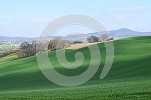 ThÃ¼r, Germany - 04 23 2021: Green hills like a wave