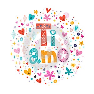 Ti amo I love you in Italian hand lettering romantic design