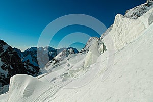 Tian-Shan mountains Kokshal Tau range Kizil Akser snowy mountain peak