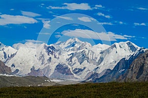 Tian Shan mountains snow peaks panorama