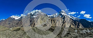 Big mountain snow peaks panorama in Tian Shan mountains