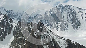 Tian shan snow-capped mountains. Aerial view