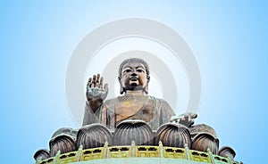 Tian Tan Buddha statueat high mountain near Po Lin Monastery, Lantau Island, Hong Kong.