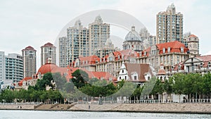 Tianjin cityscape along the Haihe River and the former Austro-Hungarian Consulate