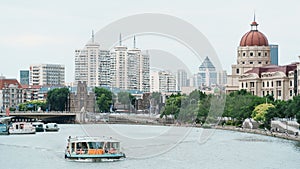 Tianjin cityscape along the Haihe River and the former Austro-Hungarian Consulate