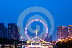 Tianjin eye ferris wheel at night