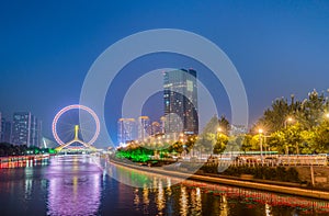 Tianjin eye ferris wheel at night