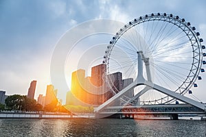 Tianjin ferris wheel cityscape