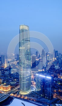 The Tianjin Tower at night