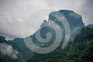 Tianmen mountain covered in fog