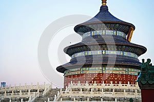 Tiantan Sky Temple in the evening. A traditional Chinese complex