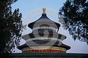 Tiantan Sky Temple in the evening. A traditional Chinese complex