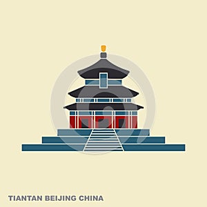 Tiantan Temple of Heaven in Beijing, China. - modern colored vector illustration