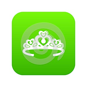 Tiara crown icon green vector