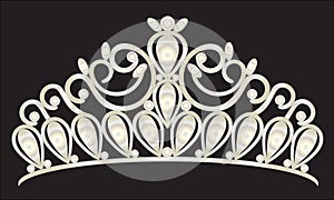 Tiara crown women`s wedding with white stones