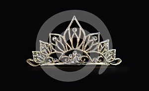 Tiara or diadem or crown on black photo