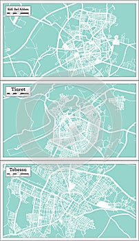 Tiaret, Tebessa and Sidi Bel Abbes Algeria City Map Set
