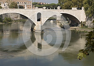 The Tiber River flowing through Rome on its way to the Tyrrhenian Sea