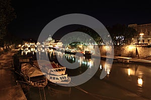 Tiber river, Sant' Angelo Bridge and Basilica