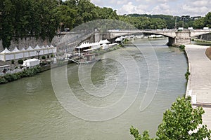 Tiber riverside in Rome, Italy