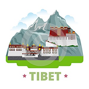 Tibet country design template Flat cartoon style w photo