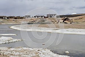 Tibet, Ganga Chu river connecting Manasarovar and Rakshastal lakes, in summer